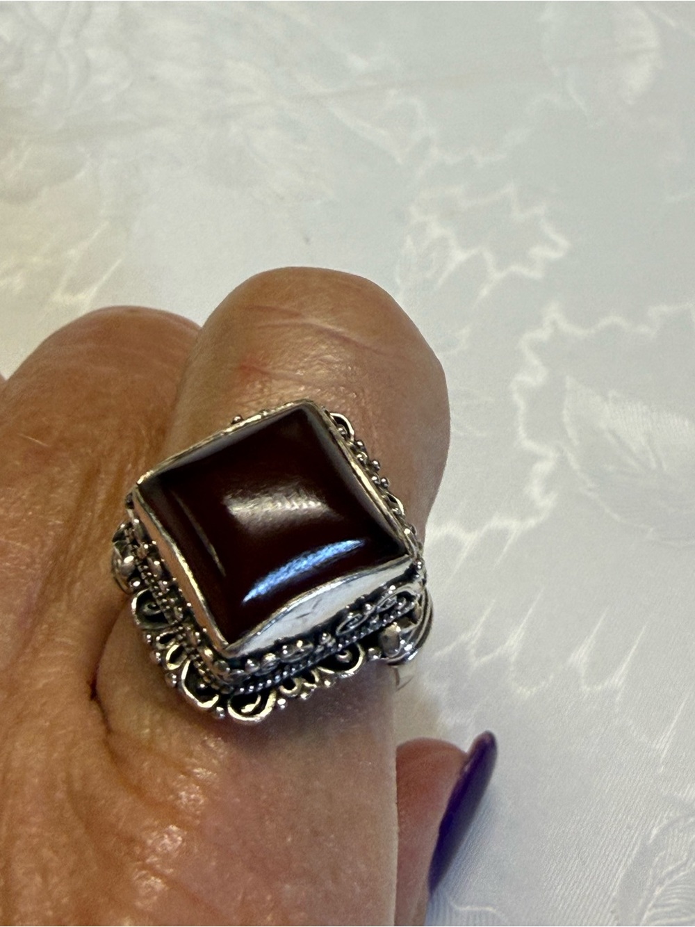 Size 7.25 Sterling Silver Ruby Ring